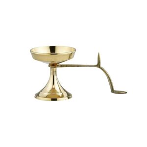 KindredHomes Brass Diya with Handle – Traditional Indian Oil Lamp for Aarti, Pooja, Temple & Home Décor – Pure Brass Deepam for Religious Rituals (Medium)