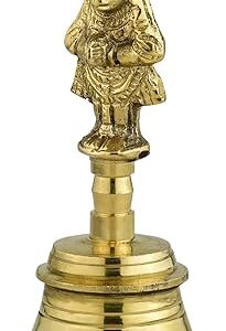 KindredHomes Brass Pooja Bell with Lion Handle – Traditional Indian Ghanti for Home Temple, Mandir, Pooja Room, Festive Décor – Pure Brass Prayer Bell (Small)